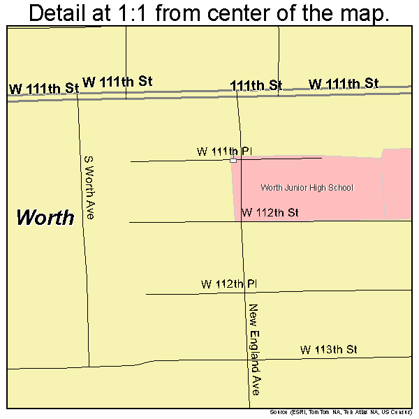 Worth, Illinois road map detail
