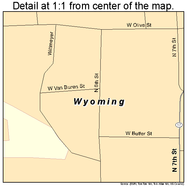 Wyoming, Illinois road map detail