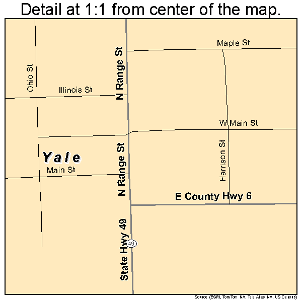 Yale, Illinois road map detail