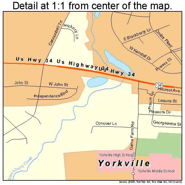 Yorkville, Illinois road map detail
