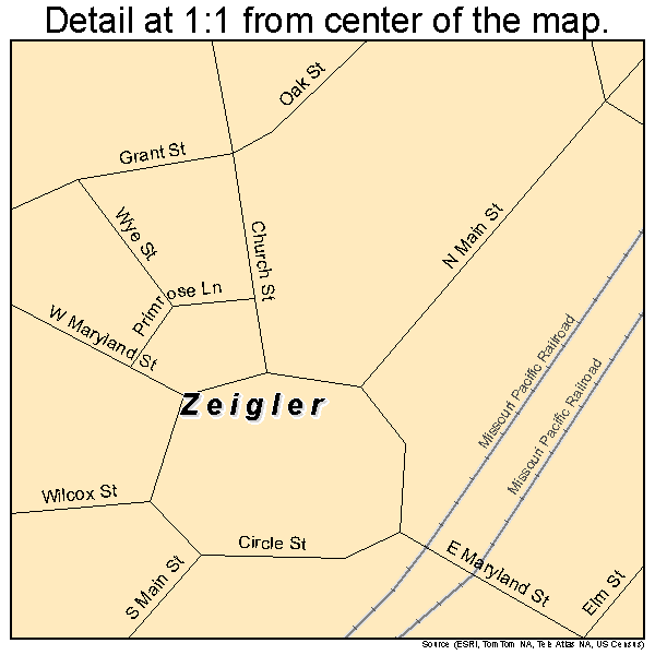 Zeigler, Illinois road map detail