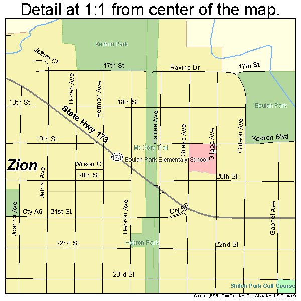 Zion, Illinois road map detail