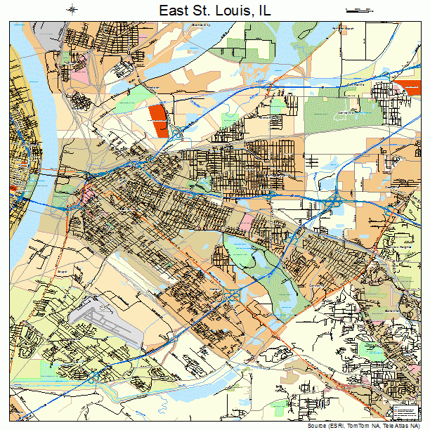 East St. Louis, IL street map