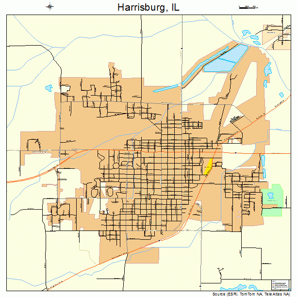 Harrisburg, IL street map