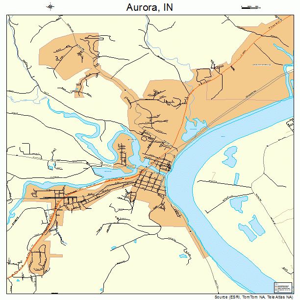 Aurora, IN street map