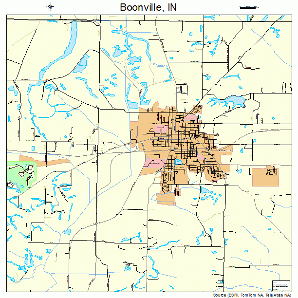 Boonville Indiana Street Map Overview