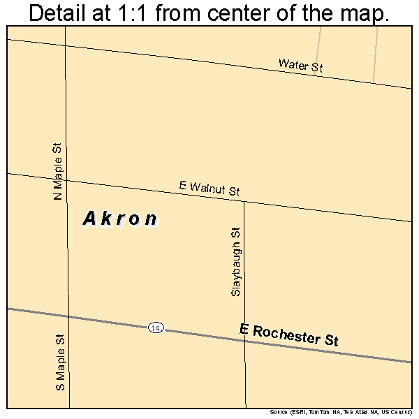 Akron, Indiana road map detail