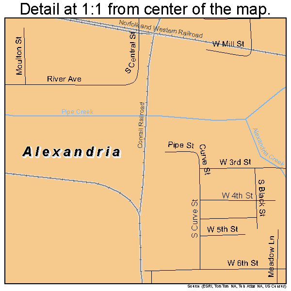 Alexandria, Indiana road map detail