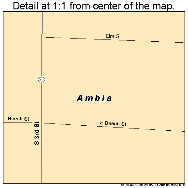 Ambia, Indiana road map detail