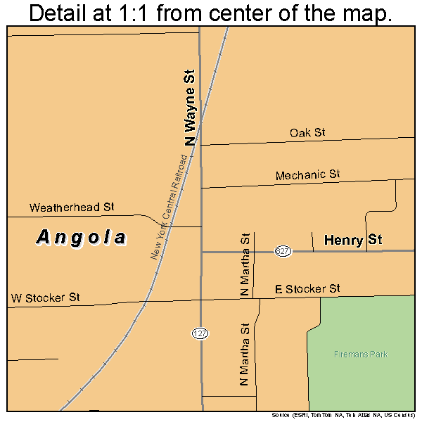 Angola, Indiana road map detail