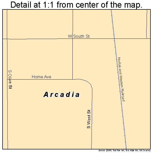 Arcadia, Indiana road map detail