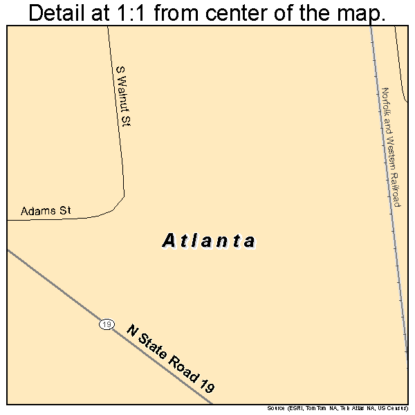 Atlanta, Indiana road map detail