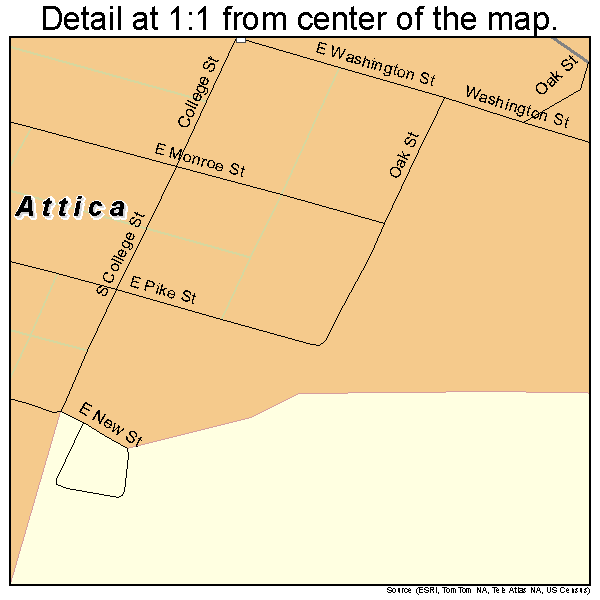 Attica, Indiana road map detail