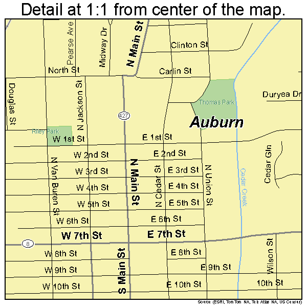 Auburn, Indiana road map detail