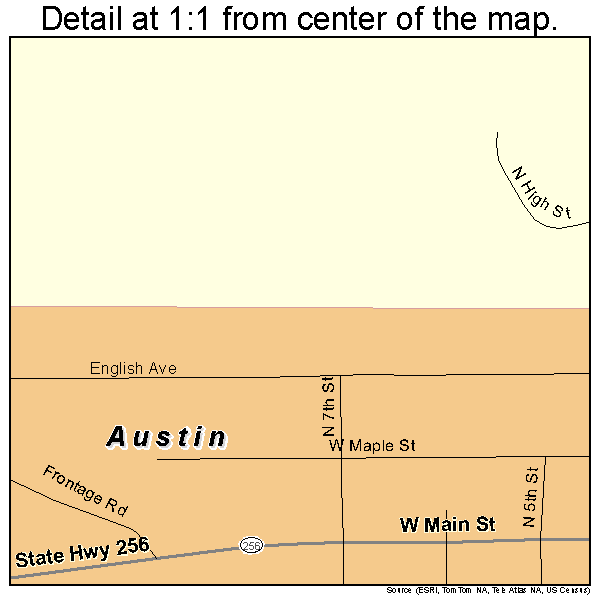 Austin, Indiana road map detail