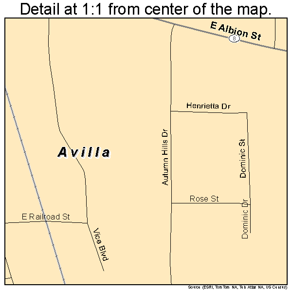 Avilla, Indiana road map detail