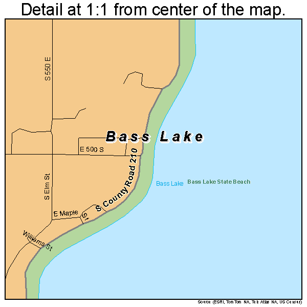 Bass Lake, Indiana road map detail