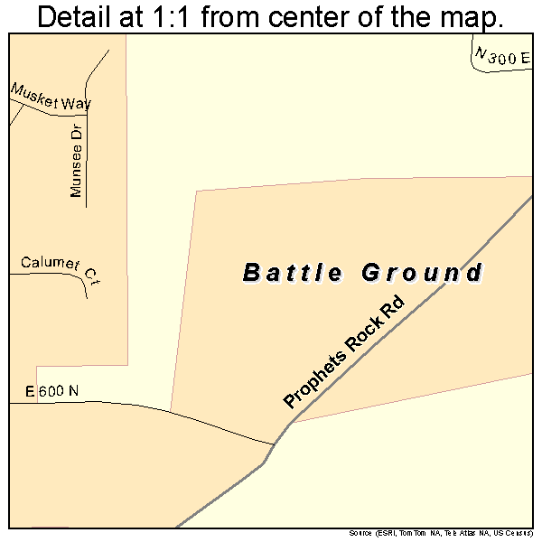 Battle Ground, Indiana road map detail