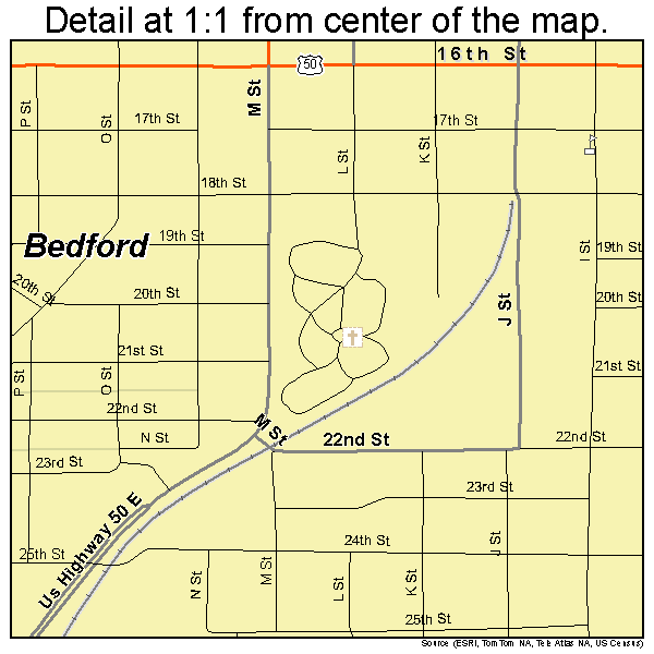Bedford, Indiana road map detail