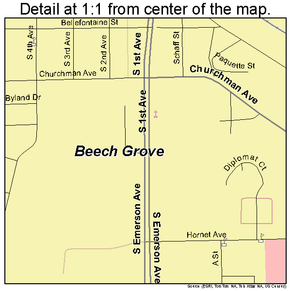 Beech Grove, Indiana road map detail