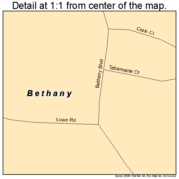 Bethany, Indiana road map detail