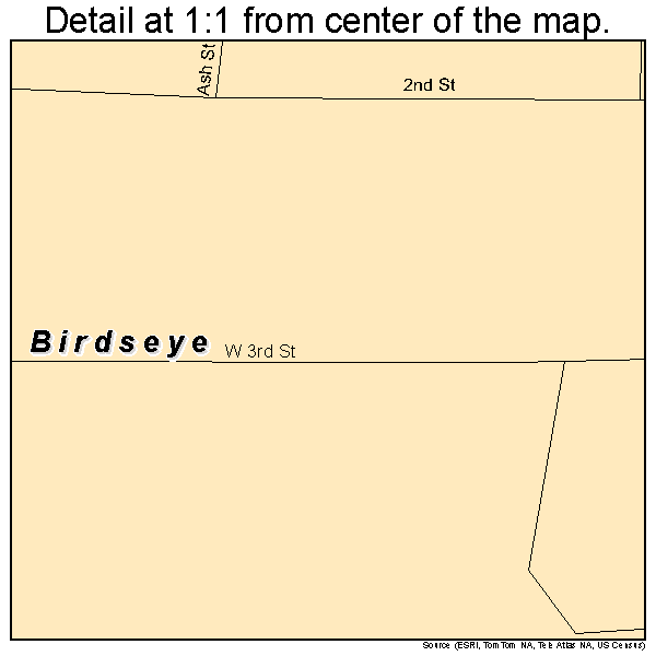 Birdseye, Indiana road map detail