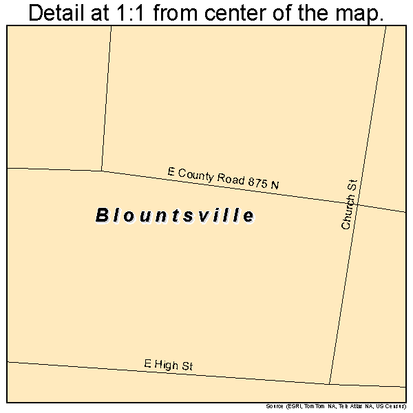 Blountsville, Indiana road map detail