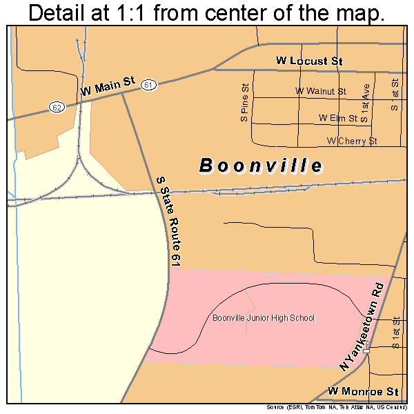 Boonville Indiana Street Map