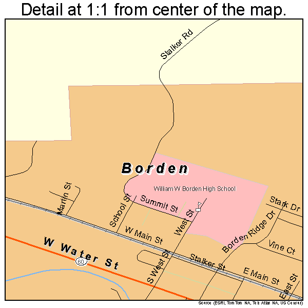 Borden, Indiana road map detail