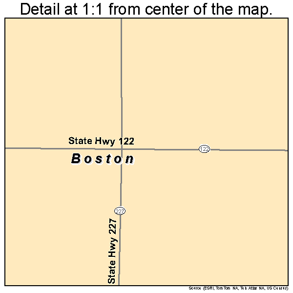 Boston, Indiana road map detail