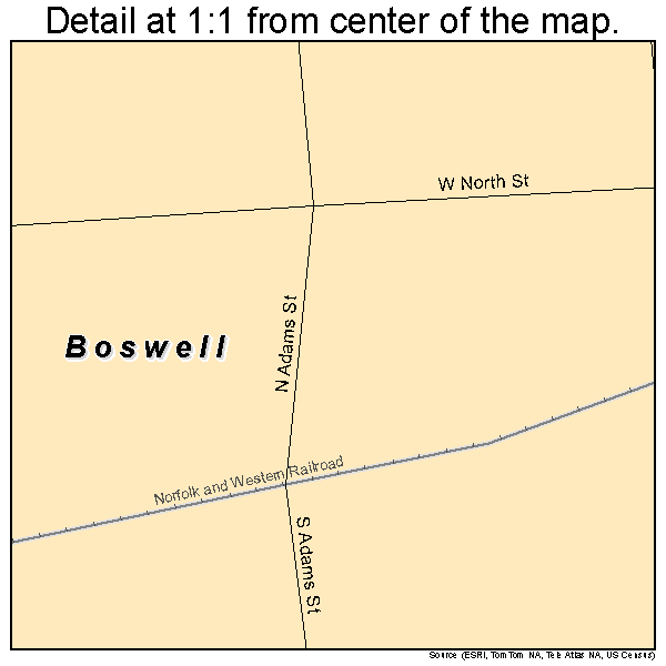Boswell, Indiana road map detail