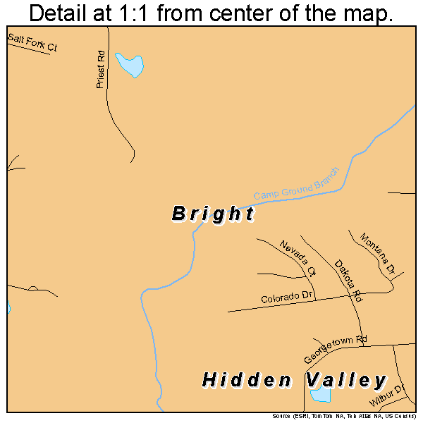 Bright, Indiana road map detail