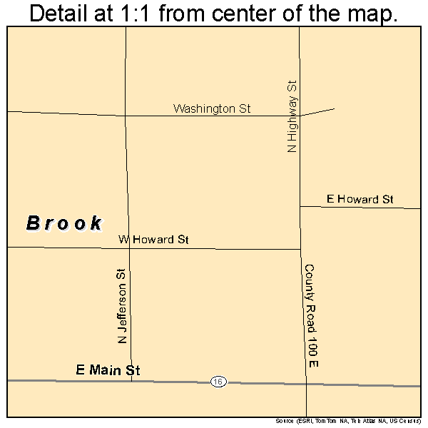 Brook, Indiana road map detail