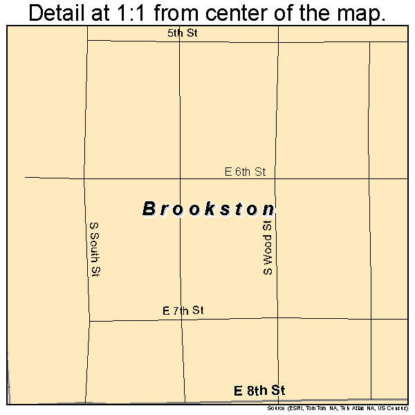 Brookston, Indiana road map detail