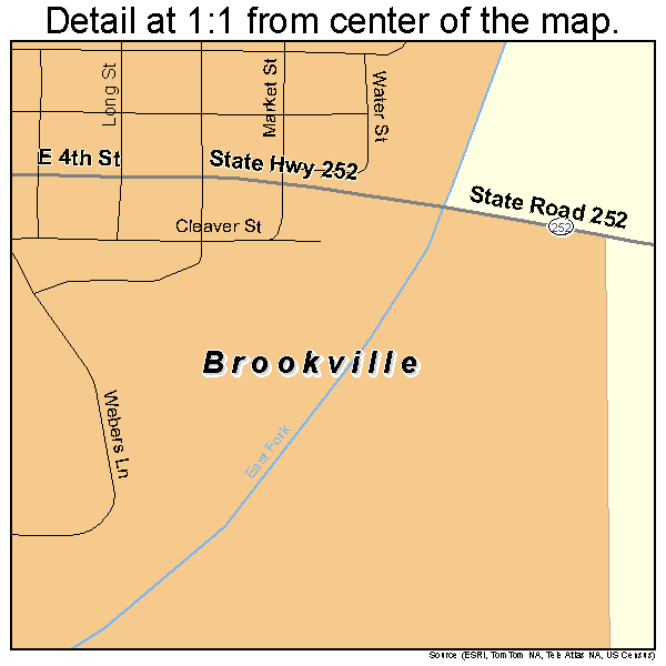 Brookville, Indiana road map detail