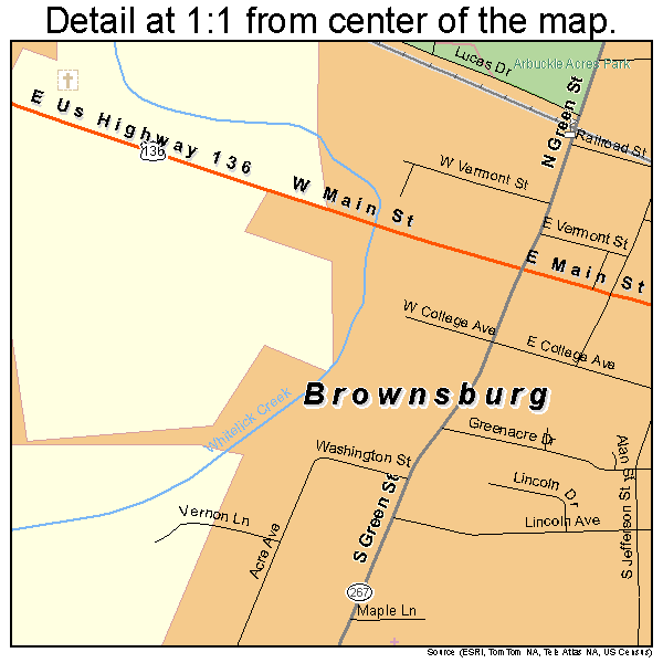 Brownsburg, Indiana road map detail