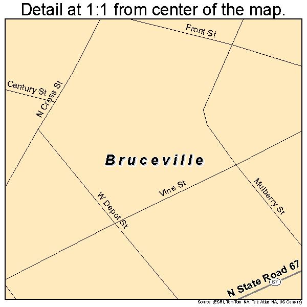 Bruceville, Indiana road map detail