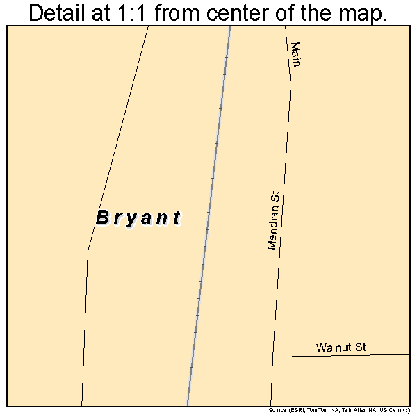 Bryant, Indiana road map detail