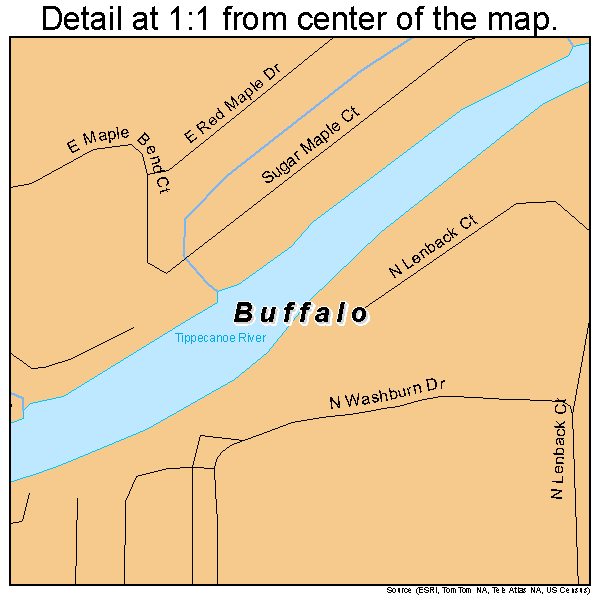 Buffalo, Indiana road map detail
