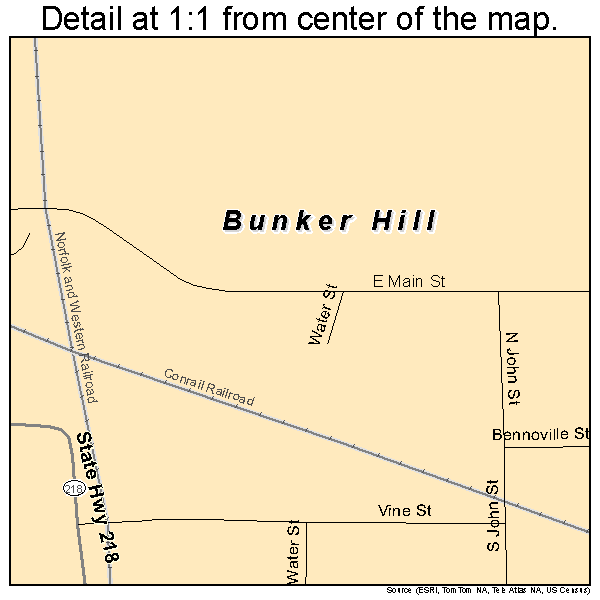 Bunker Hill, Indiana road map detail