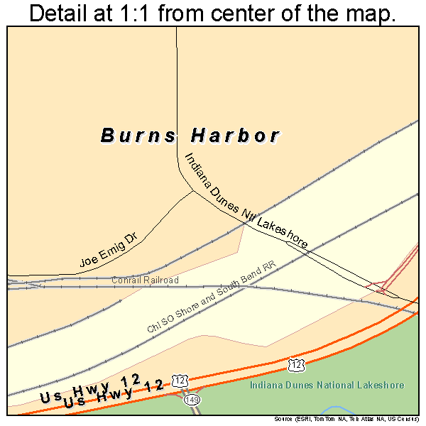 Burns Harbor, Indiana road map detail