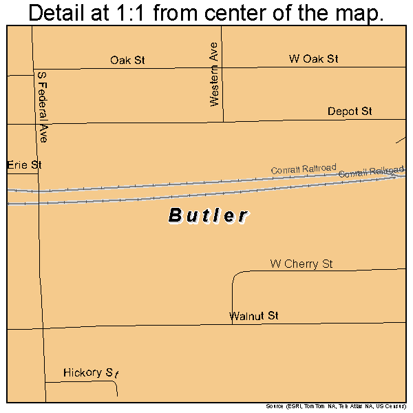 Butler, Indiana road map detail