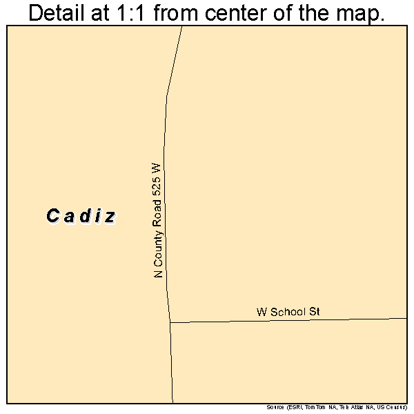Cadiz, Indiana road map detail