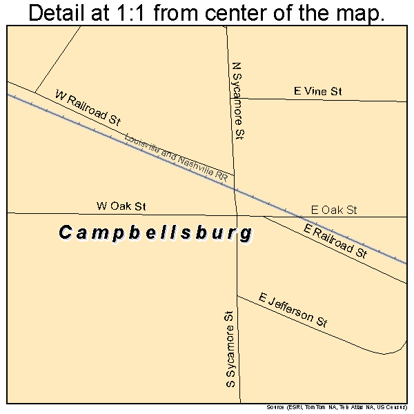 Campbellsburg, Indiana road map detail