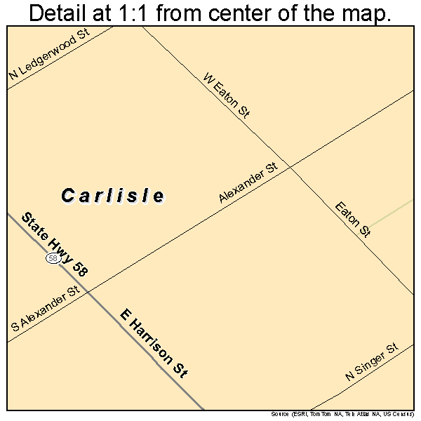 Carlisle, Indiana road map detail