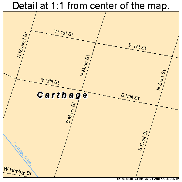 Carthage, Indiana road map detail