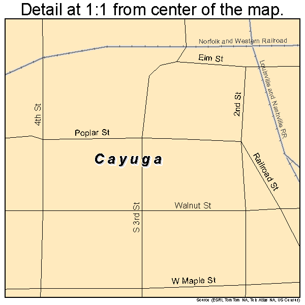 Cayuga, Indiana road map detail
