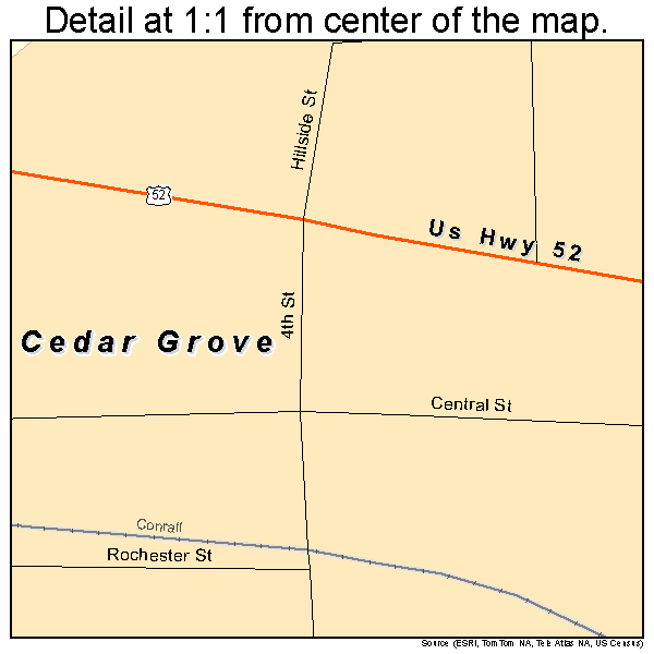 Cedar Grove, Indiana road map detail