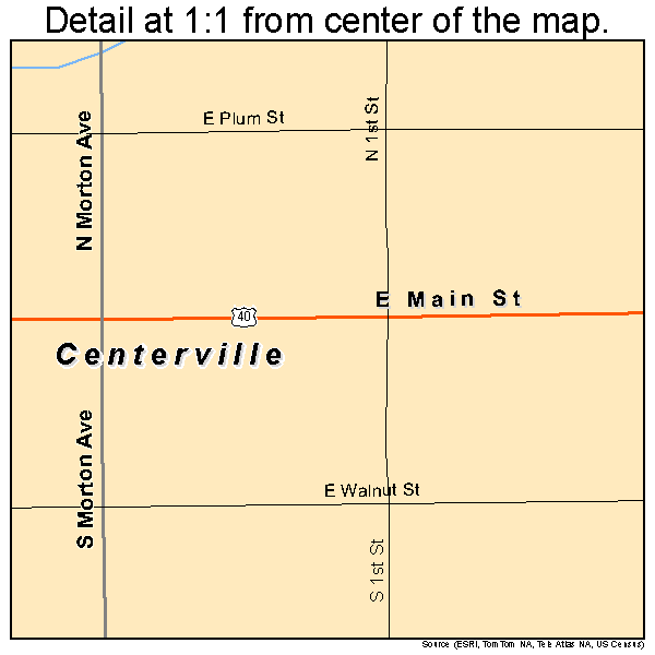 Centerville, Indiana road map detail