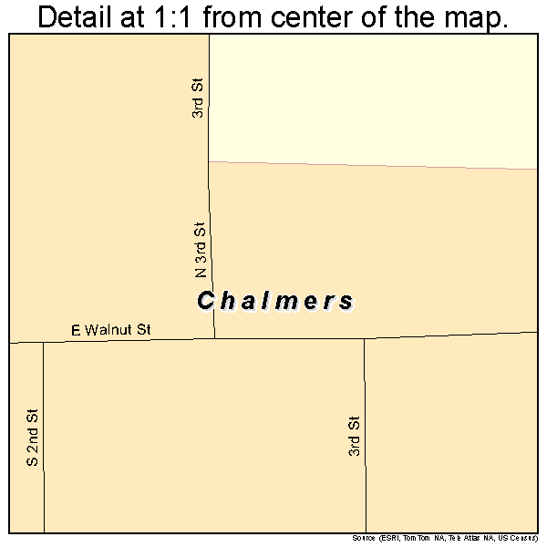 Chalmers, Indiana road map detail